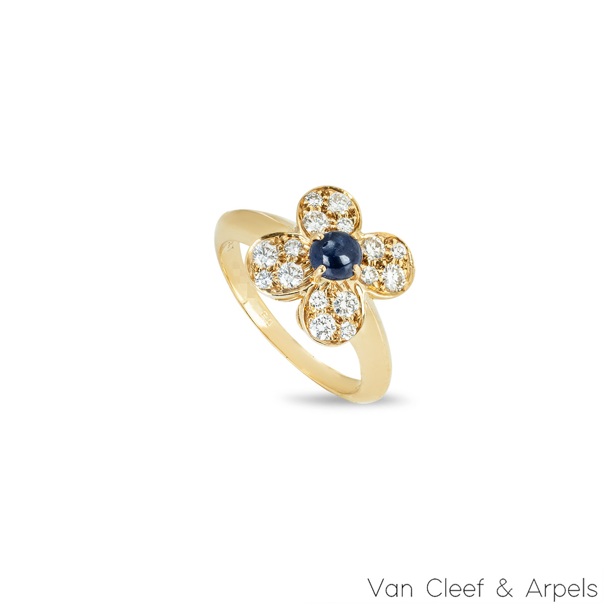 Van Cleef & Arpels Yellow Gold Sapphire & Diamond Trefle Ring